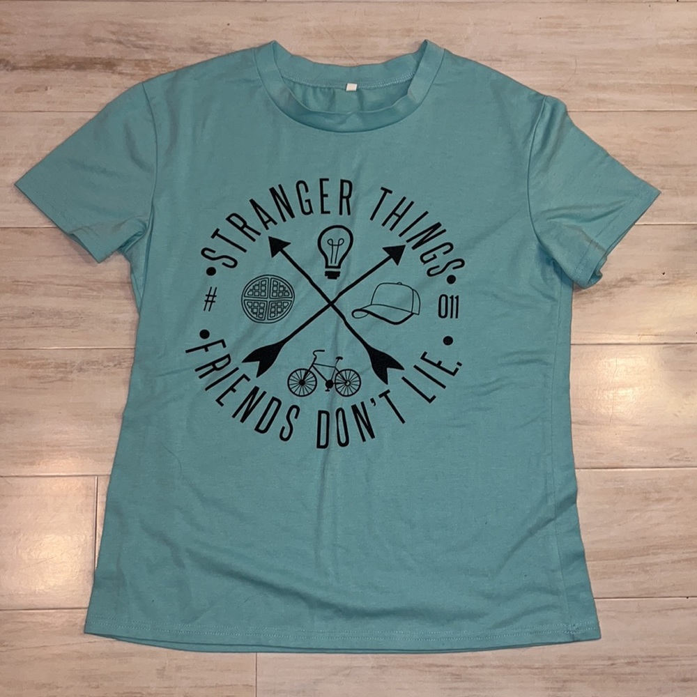 Teal stranger things shirt